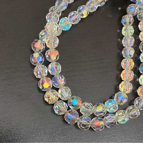 Vintage Unsigned Aurora Borealis Double Strand Statement Necklace & Earrings Set - Picture 13 of 13